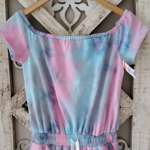 VCI Women's Off the Shoulder Knit Crop Jumpsuit in Pastel Tie Dye - Picture 3 of 10